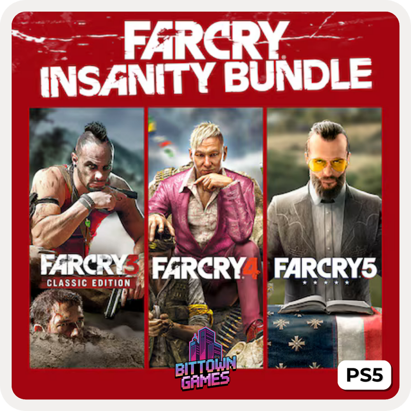 Far Cry 3 + 4 + 5 - Pacote Insanidade PS5 Mídia Digital