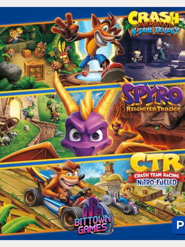 Pacote Triplo Crash + Spyro + Crash Team Racing PS4 Mídia Digital