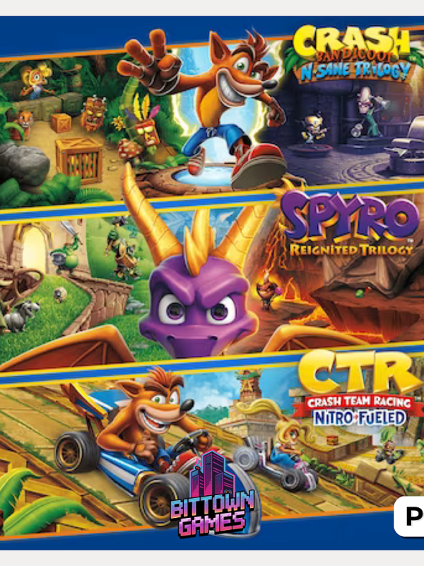 Pacote Triplo Crash + Spyro + Crash Team Racing PS5 Mídia Digital